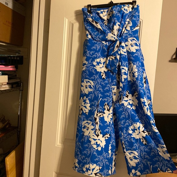 entro Pants - Entro Blue and White Floral Jumpsuit